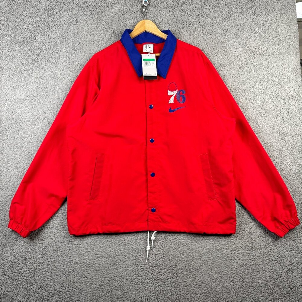Nike Snap Jacket Mens XL Philadelphia 76ers Lightweight NBA Button‎ Down Loose